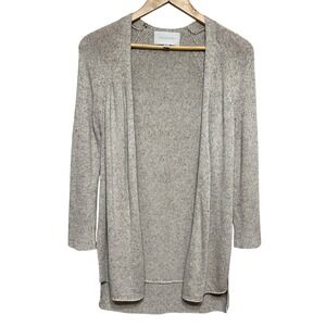 Brochu Walker Open‎ Front Cardigan Sweater Womens M Linen Blend Quiet Luxury